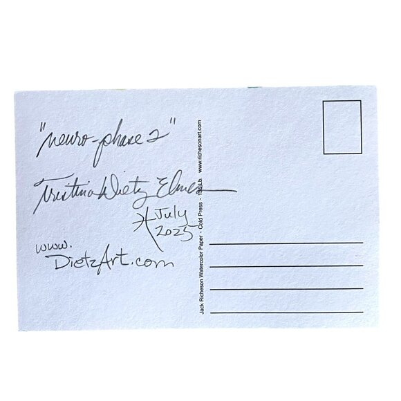 Neuro Phase 2 Original Wall Art Abstract Neurographic Watercolor Painting 4x6in - Picture 5 of 5